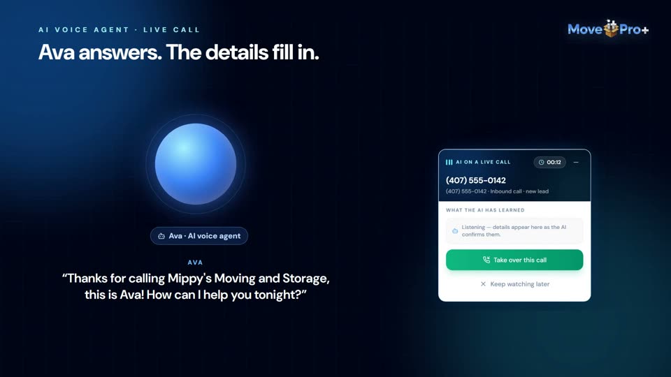Ava, the AI voice agent in MoveitPro+
